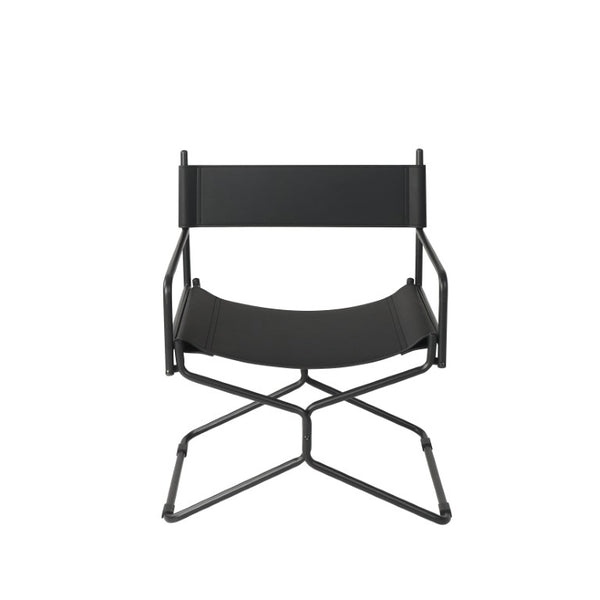 English Elm 21 Inch Folding Directors Chair PU Leather High Back Portable Outdoor Camping Seat Black W3975P495123