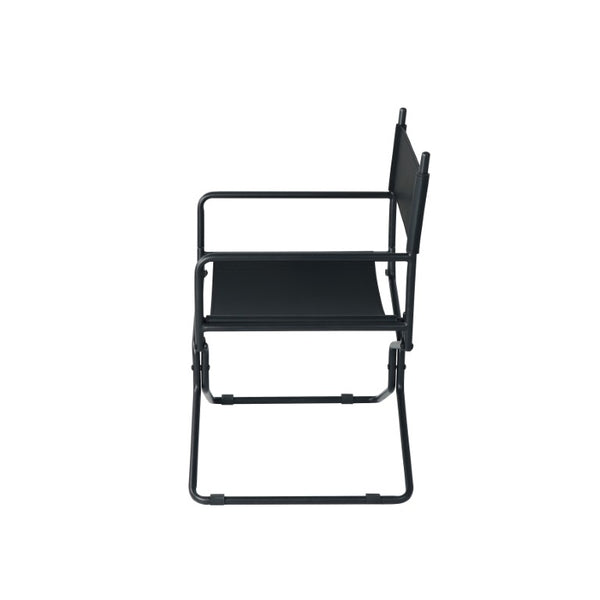 English Elm 21 Inch Folding Directors Chair PU Leather High Back Portable Outdoor Camping Seat Black W3975P495123