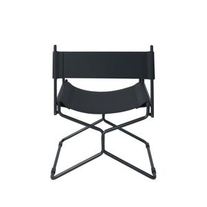 English Elm 21 Inch Folding Directors Chair PU Leather High Back Portable Outdoor Camping Seat Black W3975P495123