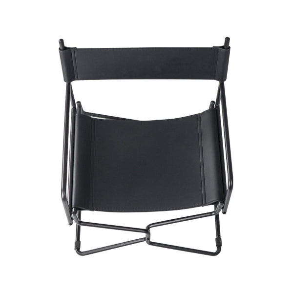 English Elm 21 Inch Folding Directors Chair PU Leather High Back Portable Outdoor Camping Seat Black W3975P495123