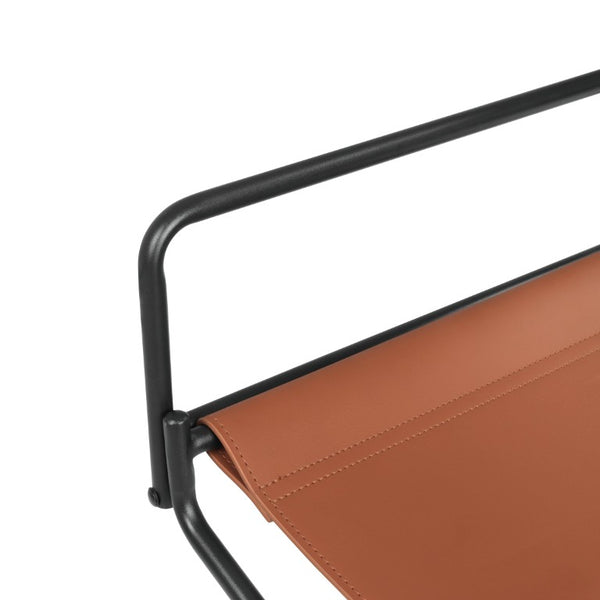 English Elm 21 Inch Folding Directors Chair PU Leather High Back Portable Outdoor Camping Seat Brown W3975P495125