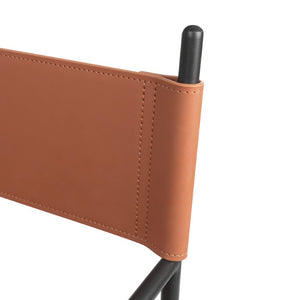 English Elm 21 Inch Folding Directors Chair PU Leather High Back Portable Outdoor Camping Seat Brown W3975P495125