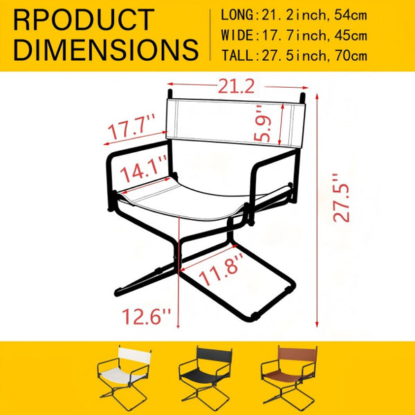 English Elm 21 Inch Folding Directors Chair PU Leather High Back Portable Outdoor Camping Seat Brown W3975P495125