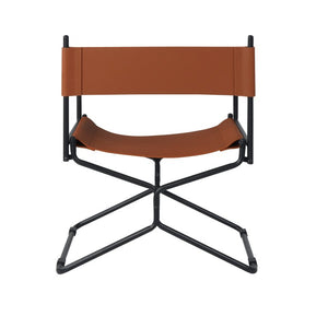 English Elm 21 Inch Folding Directors Chair PU Leather High Back Portable Outdoor Camping Seat Brown W3975P495125