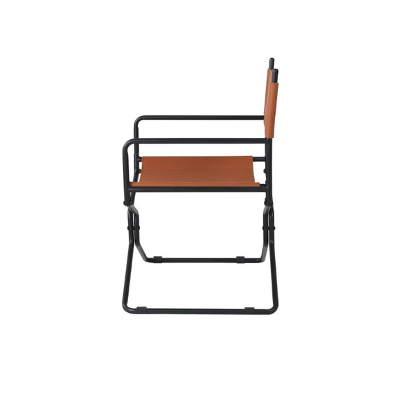 English Elm 21 Inch Folding Directors Chair PU Leather High Back Portable Outdoor Camping Seat Brown W3975P495125