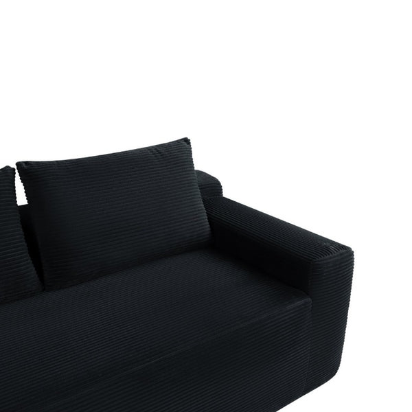English Elm New2-96.9 Corduroy L-Shape Sectional Deep Seat Sofa No Assembly Living Room Black Left W3975P499236