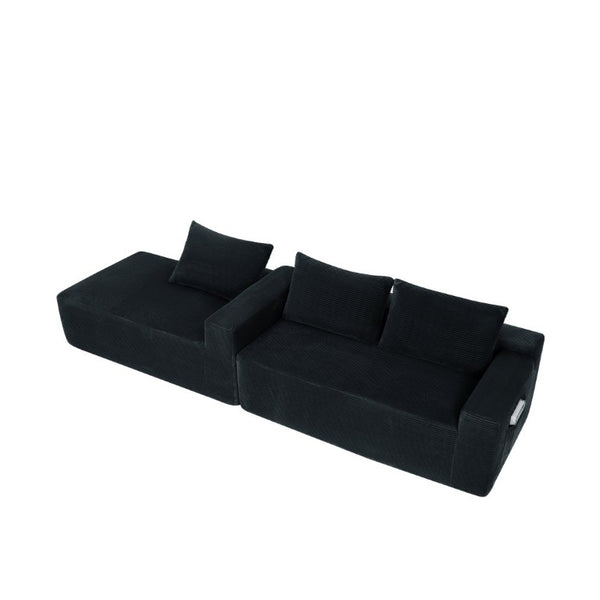 English Elm New2-96.9 Corduroy L-Shape Sectional Deep Seat Sofa No Assembly Living Room Black Left W3975P499236