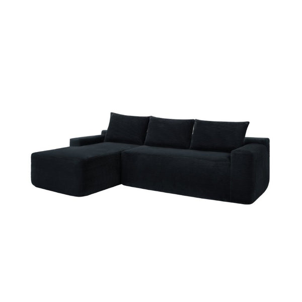 English Elm New2-96.9 Corduroy L-Shape Sectional Deep Seat Sofa No Assembly Living Room Black Left W3975P499236