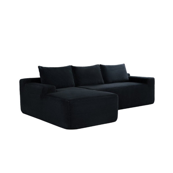 English Elm New2-96.9 Corduroy L-Shape Sectional Deep Seat Sofa No Assembly Living Room Black Left W3975P499236