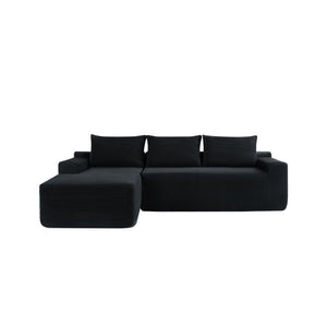 English Elm New2-96.9 Corduroy L-Shape Sectional Deep Seat Sofa No Assembly Living Room Black Left W3975P499236