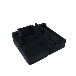 English Elm New2-96.9 Corduroy L-Shape Sectional Deep Seat Sofa No Assembly Living Room Black Left W3975P499236