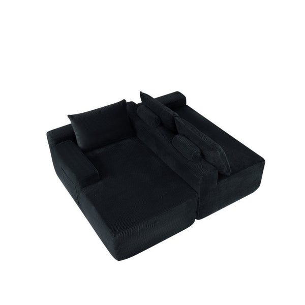 English Elm New2-96.9 Corduroy L-Shape Sectional Deep Seat Sofa No Assembly Living Room Black Left W3975P499236