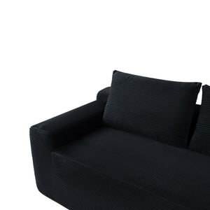 English Elm New2-96.9 Corduroy L-Shape Sectional Deep Seat Sofa No Assembly Living Room Black Right W3975P499240