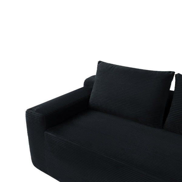 English Elm New2-96.9 Corduroy L-Shape Sectional Deep Seat Sofa No Assembly Living Room Black Right W3975P499240