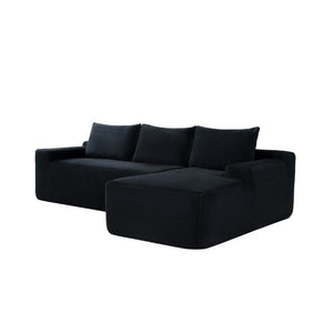 English Elm New2-96.9 Corduroy L-Shape Sectional Deep Seat Sofa No Assembly Living Room Black Right W3975P499240