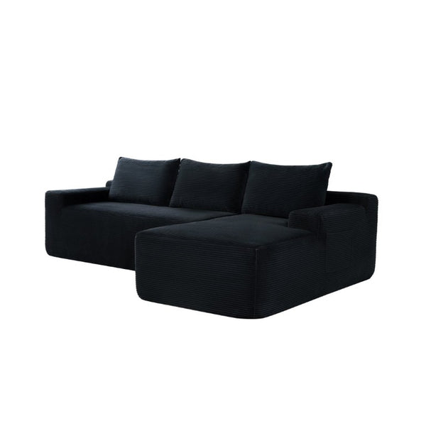 English Elm New2-96.9 Corduroy L-Shape Sectional Deep Seat Sofa No Assembly Living Room Black Right W3975P499240