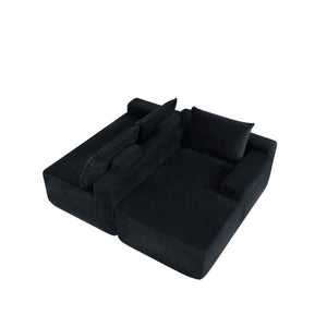 English Elm New2-96.9 Corduroy L-Shape Sectional Deep Seat Sofa No Assembly Living Room Black Right W3975P499240