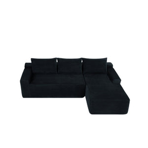 English Elm New2-96.9 Corduroy L-Shape Sectional Deep Seat Sofa No Assembly Living Room Black Right W3975P499240