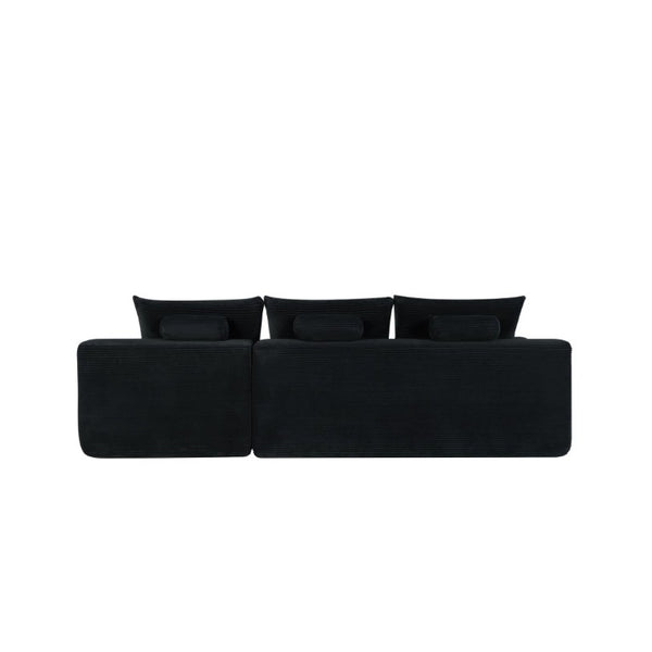 English Elm New2-96.9 Corduroy L-Shape Sectional Deep Seat Sofa No Assembly Living Room Black Right W3975P499240