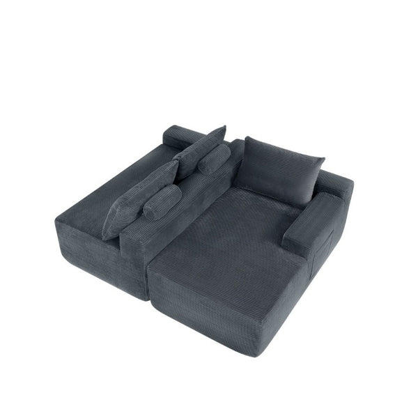 English Elm New2 Modular L-Shaped Sectional Sofa Deep Seat Corduroy Cloud Couch for Living Room W3975P499244
