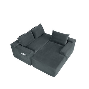 English Elm New2 Modular L-Shaped Sectional Sofa Deep Seat Corduroy Cloud Couch for Living Room W3975P499244