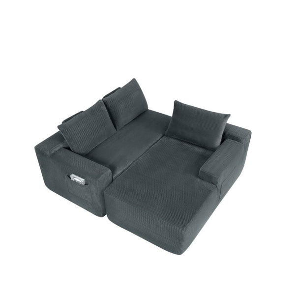 English Elm New2 Modular L-Shaped Sectional Sofa Deep Seat Corduroy Cloud Couch for Living Room W3975P499244