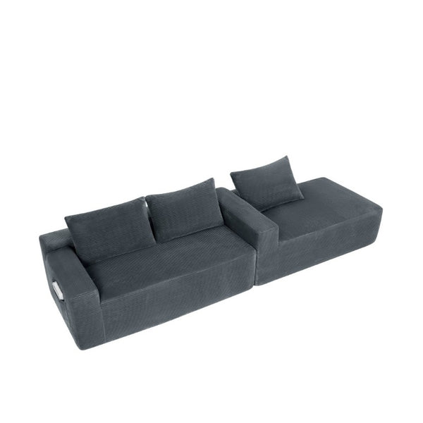 English Elm New2 Modular L-Shaped Sectional Sofa Deep Seat Corduroy Cloud Couch for Living Room W3975P499244