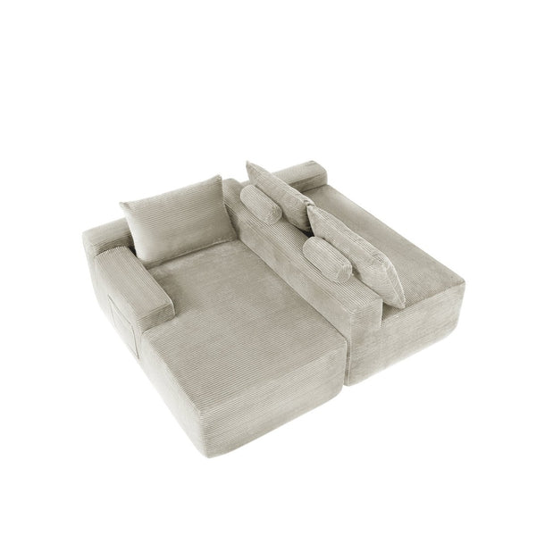 English Elm New2 Corduroy L-Shape Sectional Sofa Deep Cloud Seat Modular Living Room Couch W3975P499245