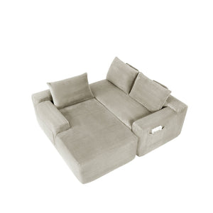 English Elm New2 Corduroy L-Shape Sectional Sofa Deep Cloud Seat Modular Living Room Couch W3975P499245