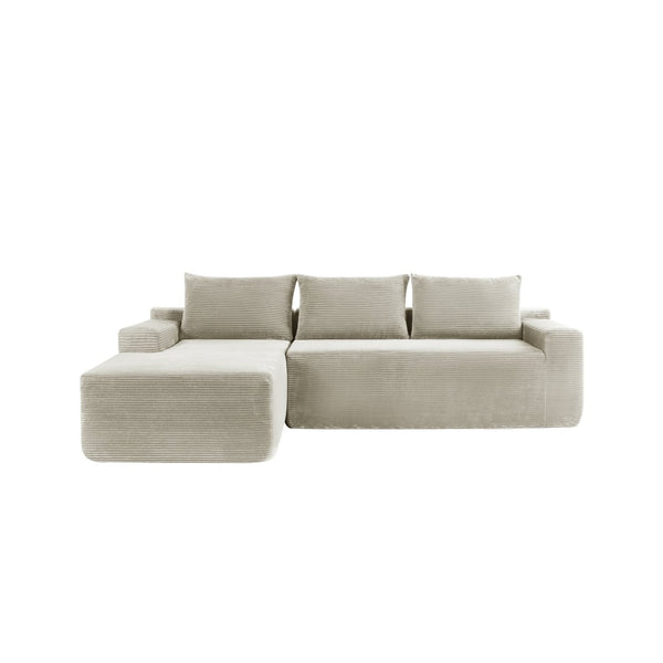 English Elm New2 Corduroy L-Shape Sectional Sofa Deep Cloud Seat Modular Living Room Couch W3975P499245