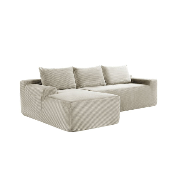 English Elm New2 Corduroy L-Shape Sectional Sofa Deep Cloud Seat Modular Living Room Couch W3975P499245