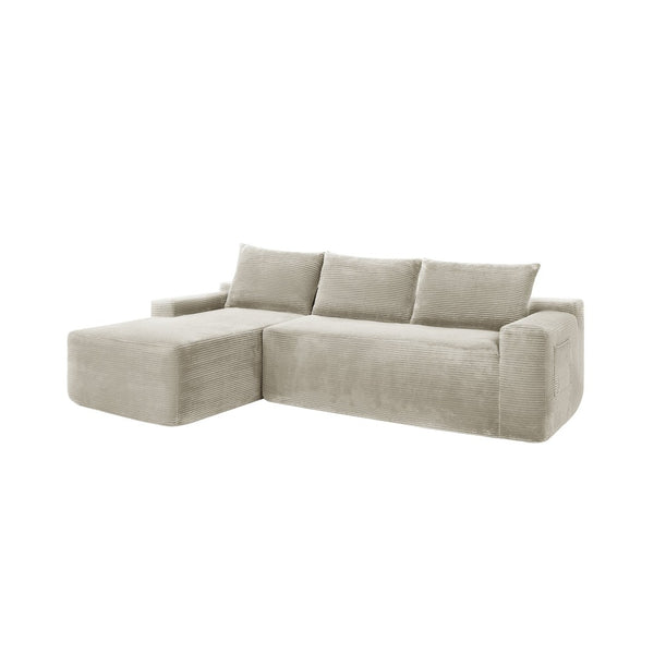 English Elm New2 Corduroy L-Shape Sectional Sofa Deep Cloud Seat Modular Living Room Couch W3975P499245
