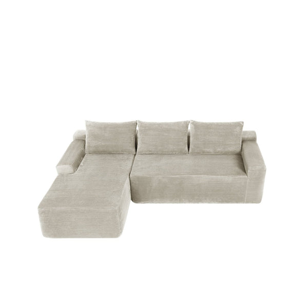 English Elm New2 Corduroy L-Shape Sectional Sofa Deep Cloud Seat Modular Living Room Couch W3975P499245