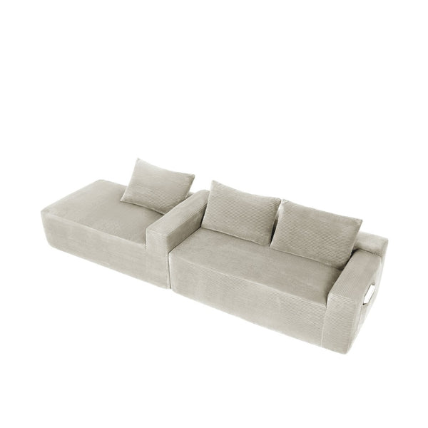 English Elm New2 Corduroy L-Shape Sectional Sofa Deep Cloud Seat Modular Living Room Couch W3975P499245