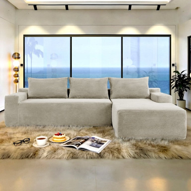 English Elm New2-96.9 Modular Cloud Sectional Deep Seat Corduroy Sofa for Modern Living Spaces W3975P499246