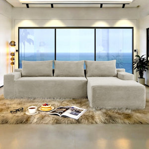 English Elm New2-96.9 Modular Cloud Sectional Deep Seat Corduroy Sofa for Modern Living Spaces W3975P499246