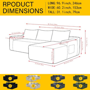 English Elm New2-96.9 Modular Cloud Sectional Deep Seat Corduroy Sofa for Modern Living Spaces W3975P499246