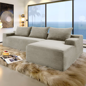 English Elm New2-96.9 Modular Cloud Sectional Deep Seat Corduroy Sofa for Modern Living Spaces W3975P499246