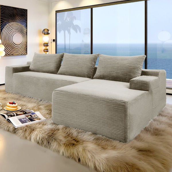 English Elm New2-96.9 Modular Cloud Sectional Deep Seat Corduroy Sofa for Modern Living Spaces W3975P499246