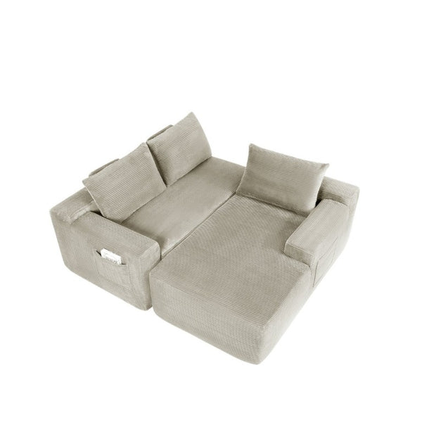 English Elm New2-96.9 Modular Cloud Sectional Deep Seat Corduroy Sofa for Modern Living Spaces W3975P499246
