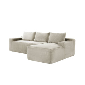 English Elm New2-96.9 Modular Cloud Sectional Deep Seat Corduroy Sofa for Modern Living Spaces W3975P499246