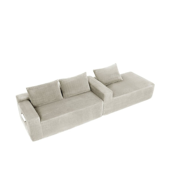 English Elm New2-96.9 Modular Cloud Sectional Deep Seat Corduroy Sofa for Modern Living Spaces W3975P499246