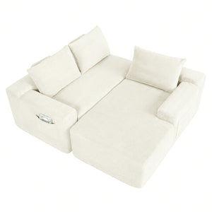 English Elm New2 Cloud Sectional Sofa Corduroy Upholstered Modular L Shaped Deep Seat Lounge White Right W3975P499248