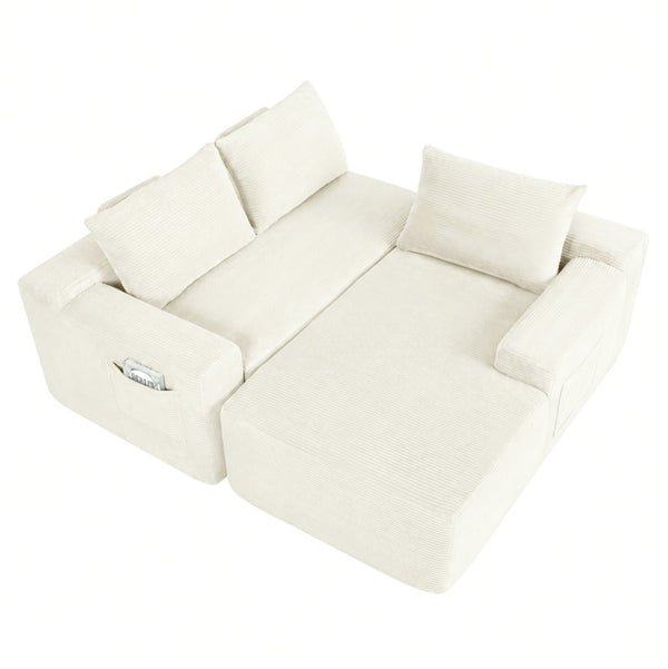 English Elm New2 Cloud Sectional Sofa Corduroy Upholstered Modular L Shaped Deep Seat Lounge White Right W3975P499248