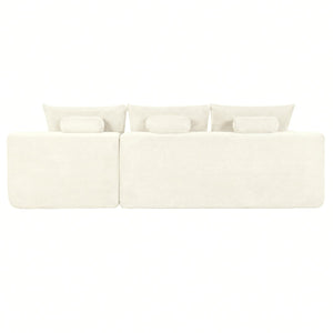 English Elm New2 Cloud Sectional Sofa Corduroy Upholstered Modular L Shaped Deep Seat Lounge White Right W3975P499248