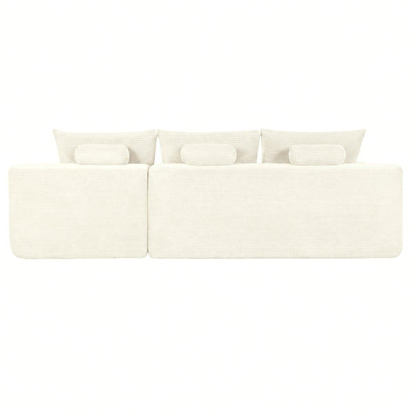 English Elm New2 Cloud Sectional Sofa Corduroy Upholstered Modular L Shaped Deep Seat Lounge White Right W3975P499248
