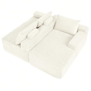 English Elm New2 Cloud Sectional Sofa Corduroy Upholstered Modular L Shaped Deep Seat Lounge White Right W3975P499248