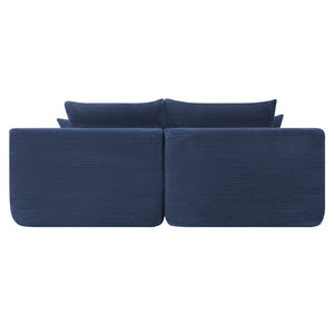 English Elm New1-69"cloud Sectional Sofa Deep Seat Corduroy Upholstered Chaise for Modern Living Room Blue W3975P500751