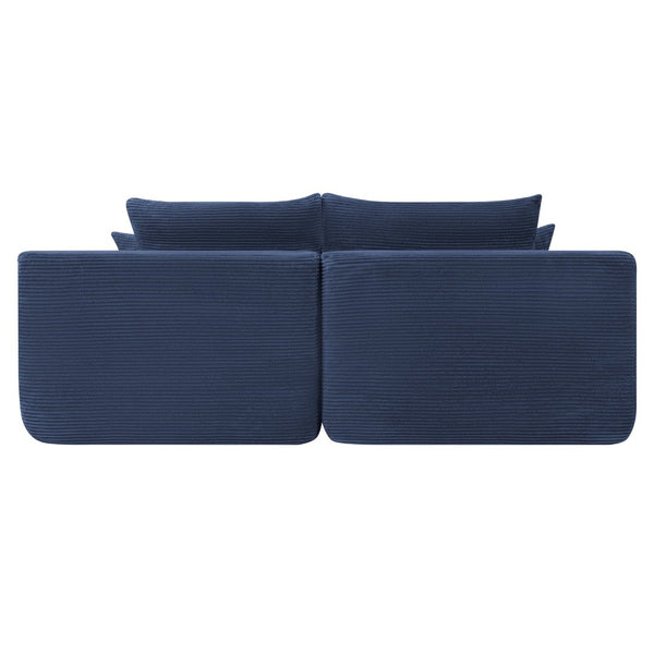 English Elm New1-69"cloud Sectional Sofa Deep Seat Corduroy Upholstered Chaise for Modern Living Room Blue W3975P500751