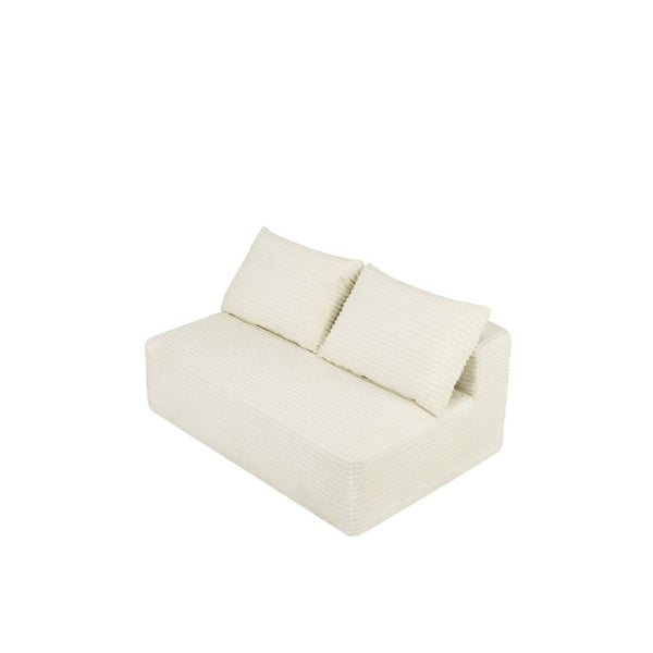 English Elm New-69Cloud Sectional Double Chaise Plush Fabric Sofa for Modern Living Spaces White W3975P500756